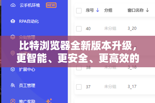 比特浏览器全新版本升级,更智能、更安全、更高效的浏览体验-第1张图片-比特浏览器下载_比特浏览器 | 即刻连接,共创价值 比特浏览器全新版本升级,更智能、更安全、更高效的浏览体验-第1张图片-比特浏览器下载_比特浏览器 | 即刻连接,共创价值