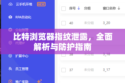 比特浏览器指纹泄露，全面解析与防护指南-第1张图片-比特浏览器下载_比特浏览器 | 即刻连接，共创价值