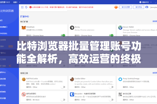 比特浏览器批量管理账号功能全解析，高效运营的终极利器